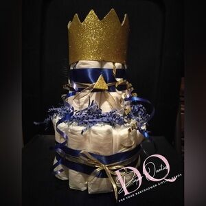 Royal king baby shower small diaper cake 2 tier